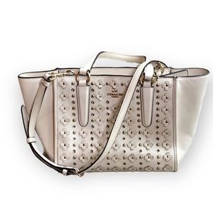 Coach White Leather Mini Crosby Carryall Satchel Floral  Sport calf leather
